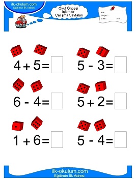 Çocuklar İçin toplam işlemi yaprak testleri 